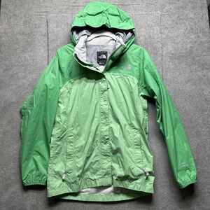 The North Face Hyvent  Jacket Girls XL 18 Green Hooded Water Repellent Rain Coat
